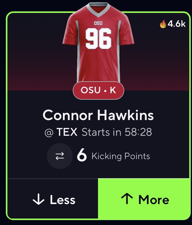 vizCBFW's tweet photo. CFB PROP SHOULD BE a great game
hawk o6 KPs 🦶
UD has it at 5.5 1.66x multiplier 😏
#CFBtwitter
👾 https://t.co/XAzDMlHItP
💰 https://t.co/H4wlc1LqzD https://t.co/dchNx2kJvG