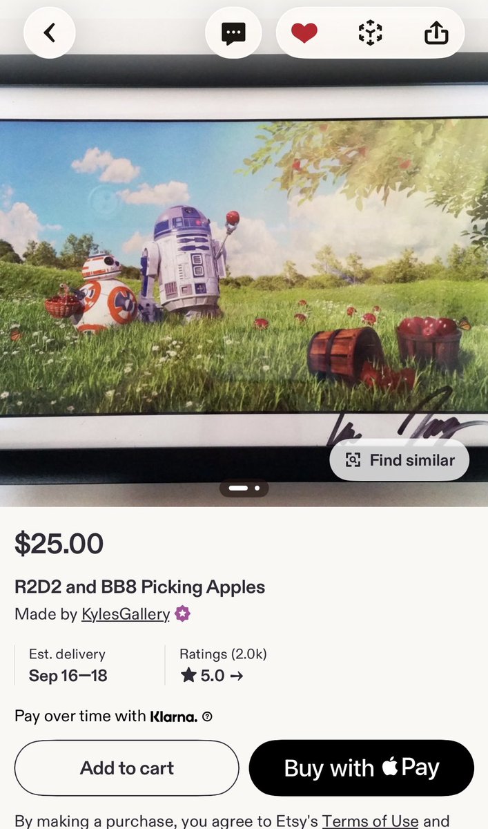 BarbiBlacker777's tweet photo. KylesGallery on Etsy everyone. You will love his stuff. If you’re a Star Wars fan you will want to get these prints. I ❤️ them all. They are playful, fun, and Whimsical. You won’t be disappointed. https://t.co/IssxBrhSqj