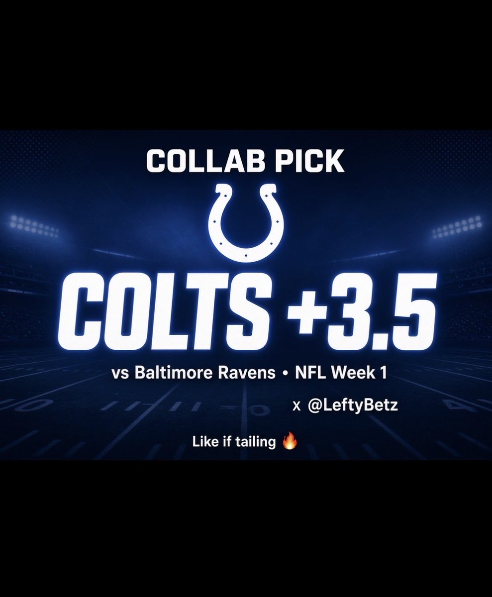 BetBot_genieAI's tweet photo. 🚨COLLABORATION WITH/@LeftyBetz 

LeftyBetz &amp; Our AI System are locking in:

Indianapolis Colts +3.5 🔐 

Follow @BetBot_genieAI &amp; @LeftyBetz 
Comment &amp; Like for more collab picks! https://t.co/qYYxhlHRPk
