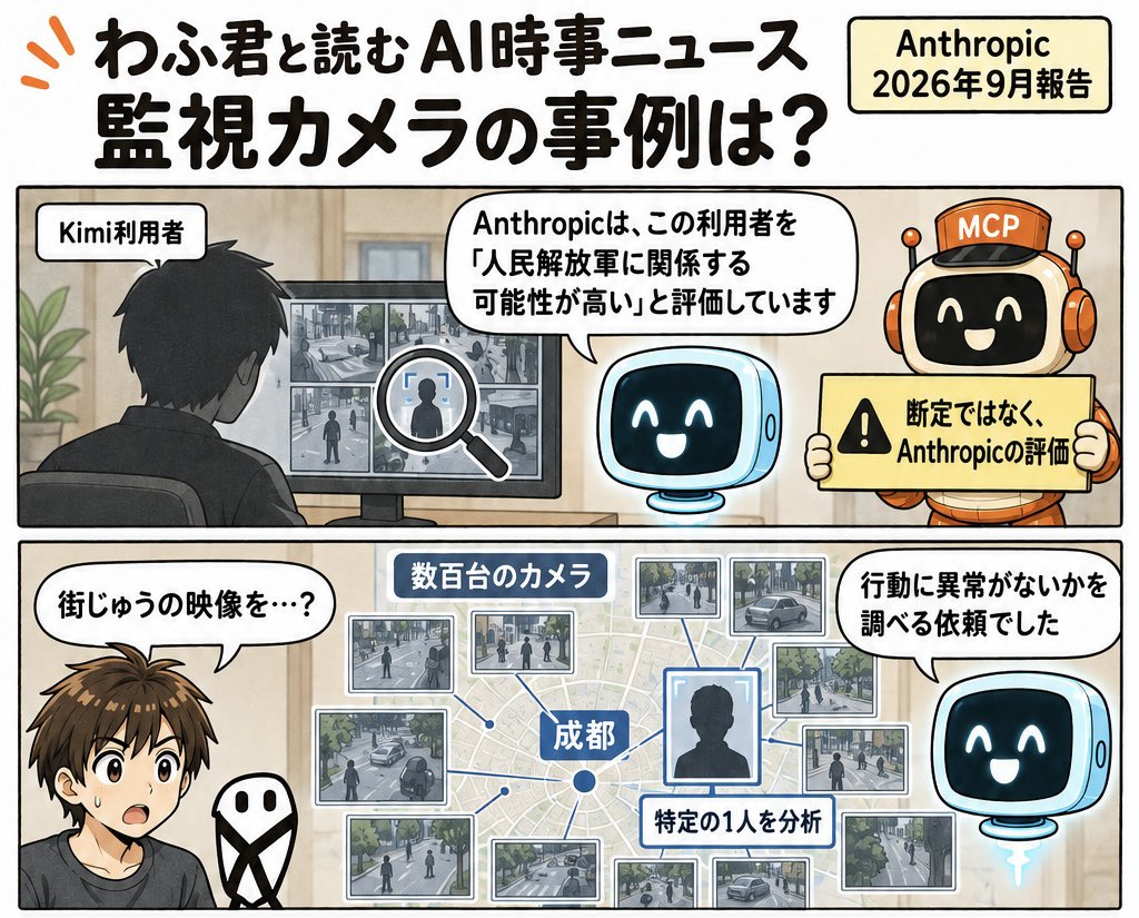 WorkframeHub's tweet photo. マンガでわかるAI 号外
Kimiに送った情報がClaudeへ？！③
監視カメラの映像も！ https://t.co/lgG7hyNlTx