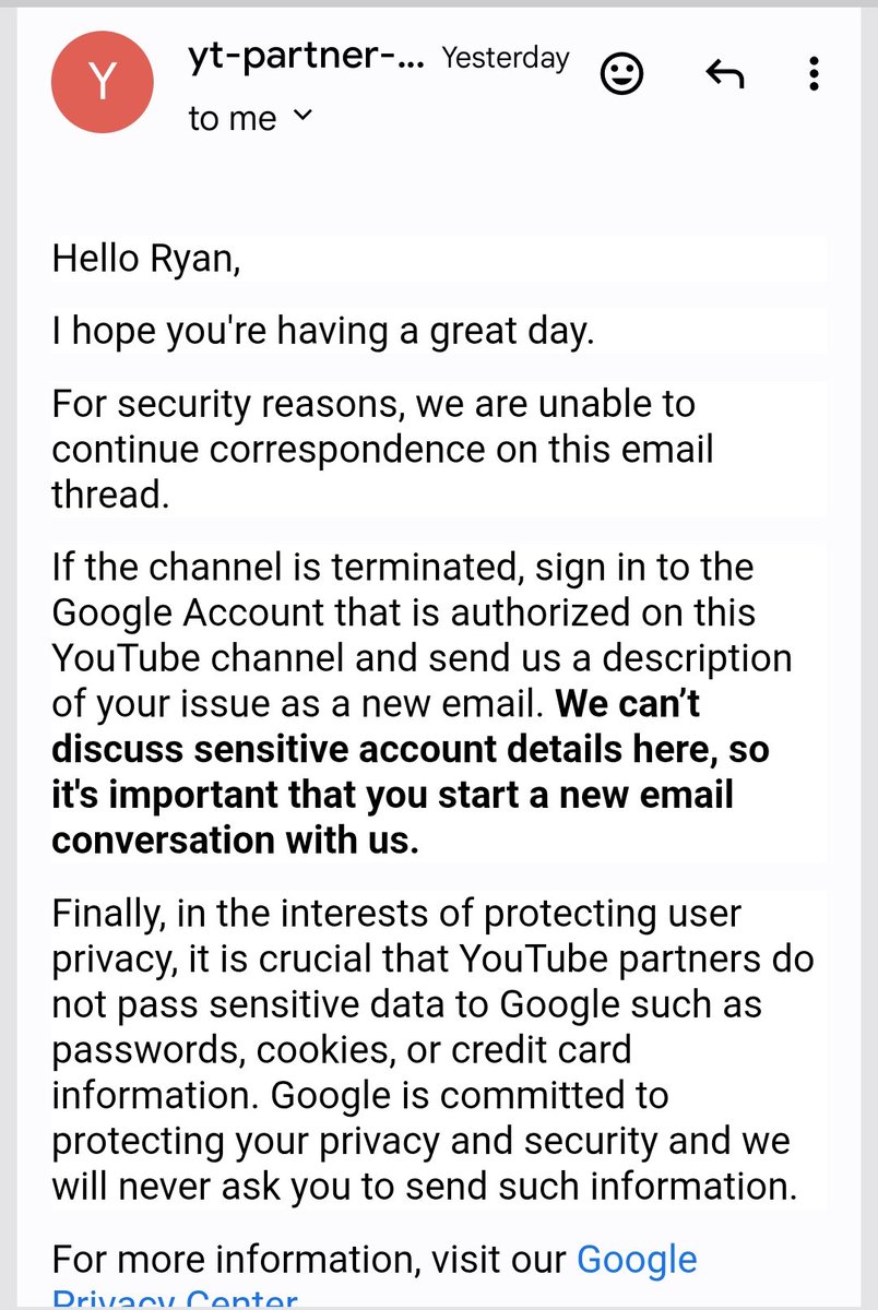 RealCashEnt's tweet photo. I need help. Instead of helping me get a Human Review with my Terminated Channel https://t.co/40q7SAcUXF  with over 230k Subscriber. They made up a whole other problem to not be able to help my first situation and making it even more difficult because they went back to the first problem I asked help for 🤦🏾‍♂️ THIS CANT BE REAL LIFE OR REAL PEOPLE REPRESENTING YOUTUBE 🤦🏾‍♂️

Youtube contacted me from my Twitter post to one my emails saying they well help with human review. After giving them the channel they tell me its not associated with the email They Used To Contact Me. "OBVIOUSLY Its Not"

I then gave them and even email them from the correct email 2 times. 

Now today I get a response saying they cant help me and create a new ticket. THIS IS WHY YOU CONTACTED ME. YOUR SYSTEM SAYS MY EMAIL ISNT ASSOCIATED WITH A YOUTUBE. SO HOW AM I GOING TO CREATE A TICKET THATS NOT THERE? Aka reason you reached out to help me. 

"Cant create a ticket because your saying my email is not associated with a youtube because its Terminated already" thus the reason you reached out to help. 

So all in all your giving me the same run around you just said you fix so I can get a human review. Now its turning into a circus going back and forth telling me to create a ticket on a account thats terminated and that was the original problem you contacted me for. 

Man this cant be real life @YouTube
@YouTubeCreators
@nealmohan 

My email is Realcashentertainment@gmail.com Youtube channel is https://t.co/eOljriZ9PI its associated with. 

Please help me on a human review. This is getting sad how your  showing you dont care