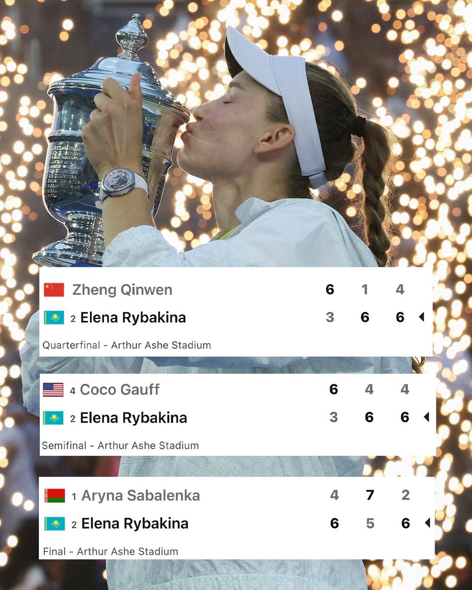 ESPNInsights's tweet photo. Elena Rybakina is the first US Open champion in the Open Era to win 3-setters in the quarterfinals, semifinals, and the final.

NO QUIT ❤️ https://t.co/74hauhLOrZ