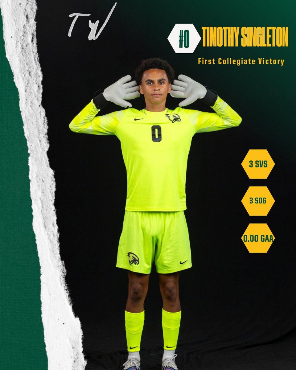 FSU_Falcons's tweet photo. ⚽Milestone Alert⚽
Congrats to @fsufalconsmsoc junior goalkeeper Timothy Singleton, who recorded his first collegiate victory in net in the Falcons 3-1 triumph over the Owls of Westfield State this evening.

#FearTheFlock #FirstCollegiateVictory #MilestoneAlert https://t.co/ubmtbyeHwZ