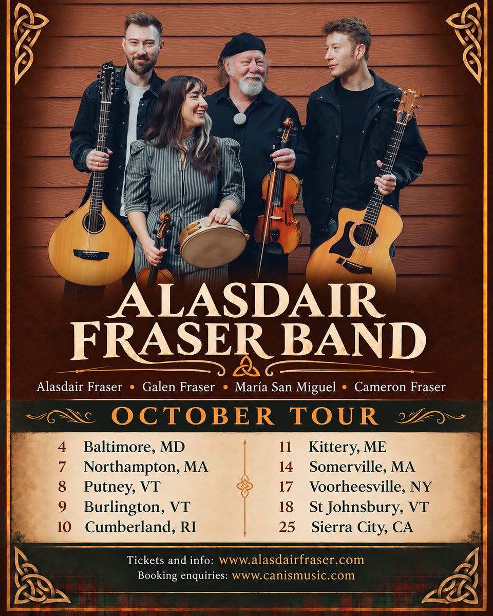 alasdairfraser's tweet photo. A powerful new family collaboration brings together legendary  Scottish fiddler Alasdair Fraser with his sons Galen and Cameron Fraser and the Spanish Castilian fiddler and singer, María San Miguel, Galen’s musical and life partner. see https://t.co/F1LhIdEpom https://t.co/bmc2danMpY