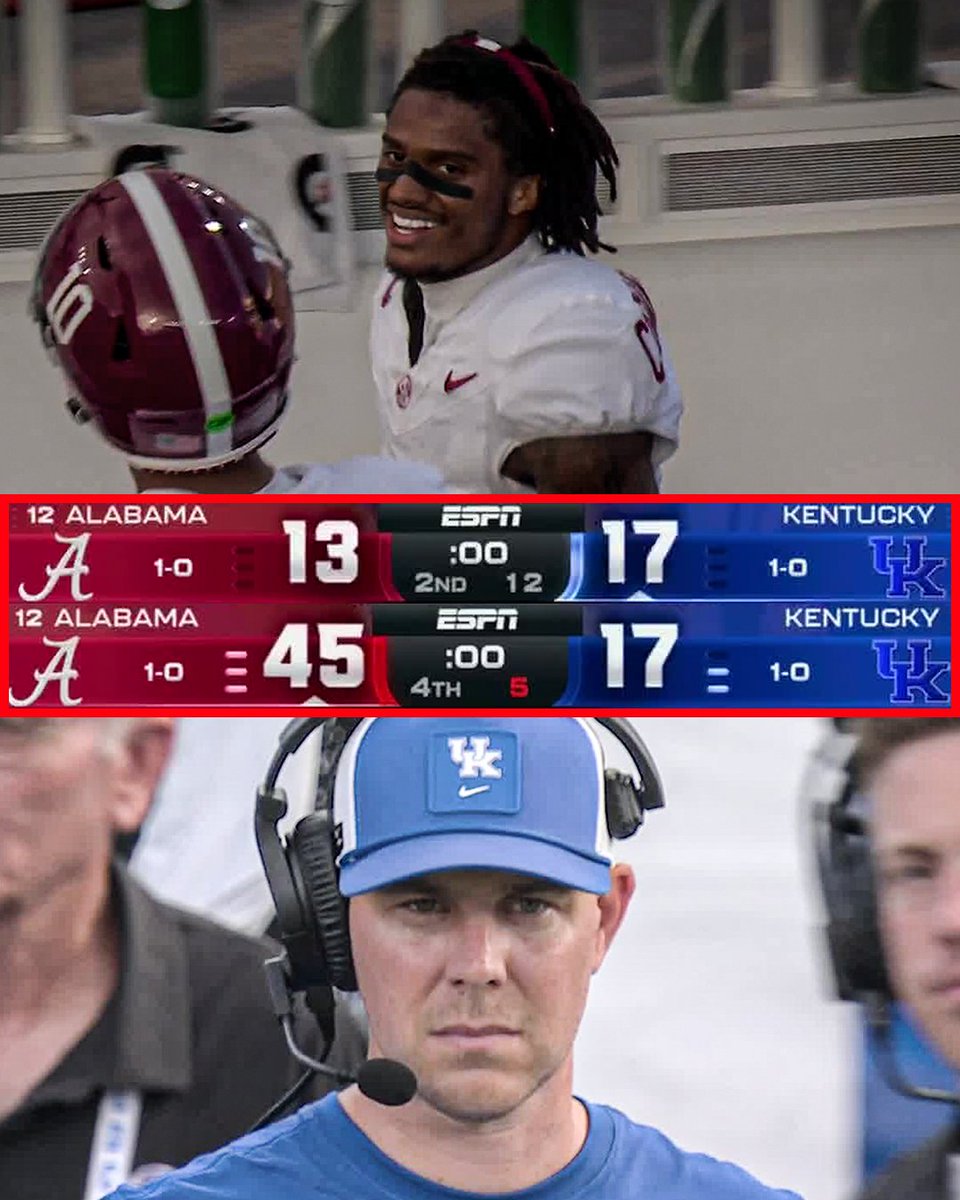 ESPNCFB's tweet photo. ALABAMA SCORES 32 UNANSWERED VS. KENTUCKY IN LEXINGTON 🐘🔥 https://t.co/XXEIvR5Afc