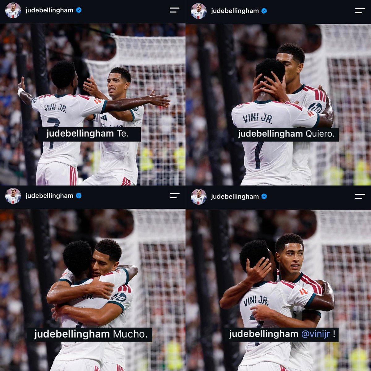 Mario___RM's tweet photo. Jude Bellingham ha subido un carrusel de fotos con Vinicius y en cada foto puso una palabra formando la frase “Te quiero mucho Vini”

😭😭😭😭😭😭😭😭😭 https://t.co/2tiMtEALir