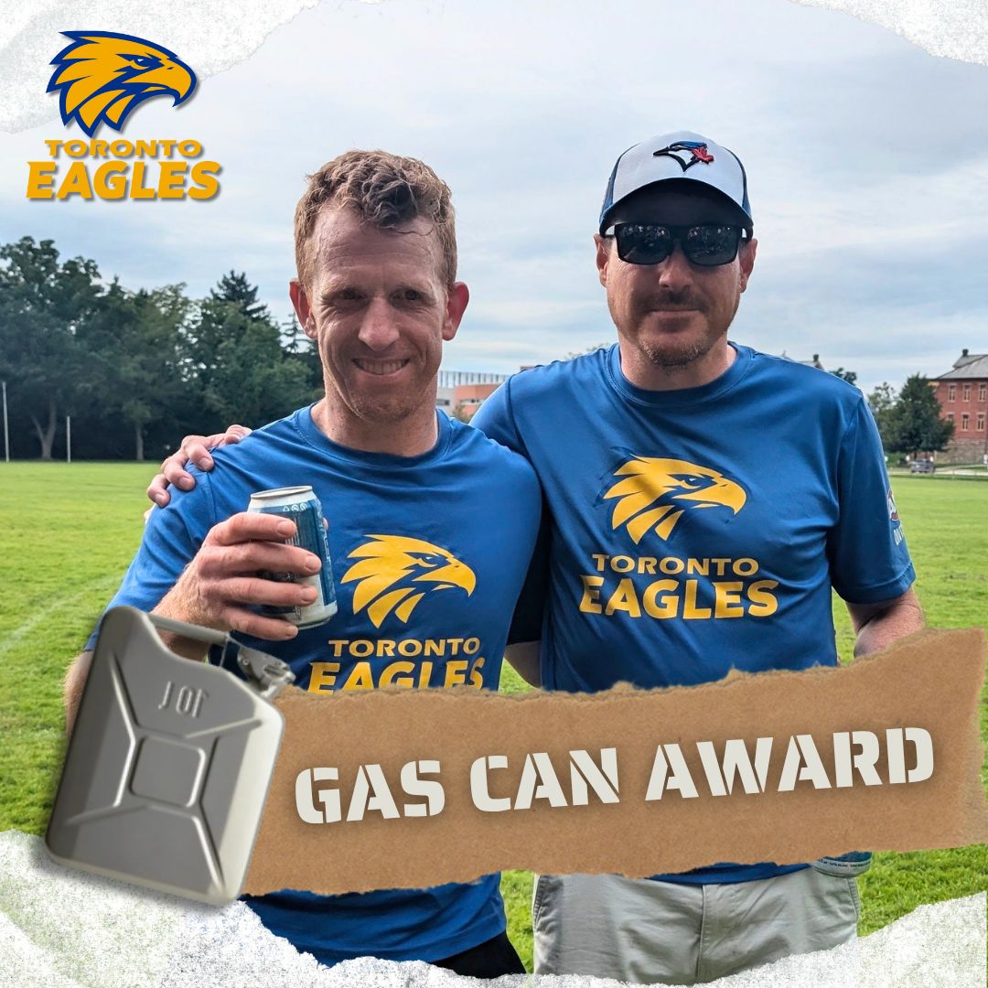Toronto_Eagles's tweet photo. Congrats to our #AFLO Elimination Finals "Eagles Gas Can" winners, John O'Connor. #FightingIrish #Eagles26 🦅 https://t.co/CQtBohMQxA