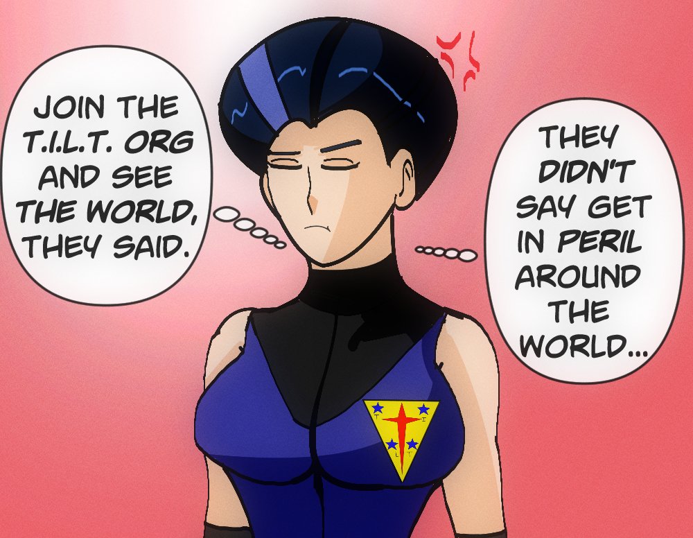 ShinDaimosZ's tweet photo. Reflecting on her time in the TILT Organization, the Blue Shirt Jacklin bemoans her lot in life being put on dangerous missions and needing her and her teammates being rescued. Such is the fate of cannon fodder. https://t.co/x15Vfzah8v