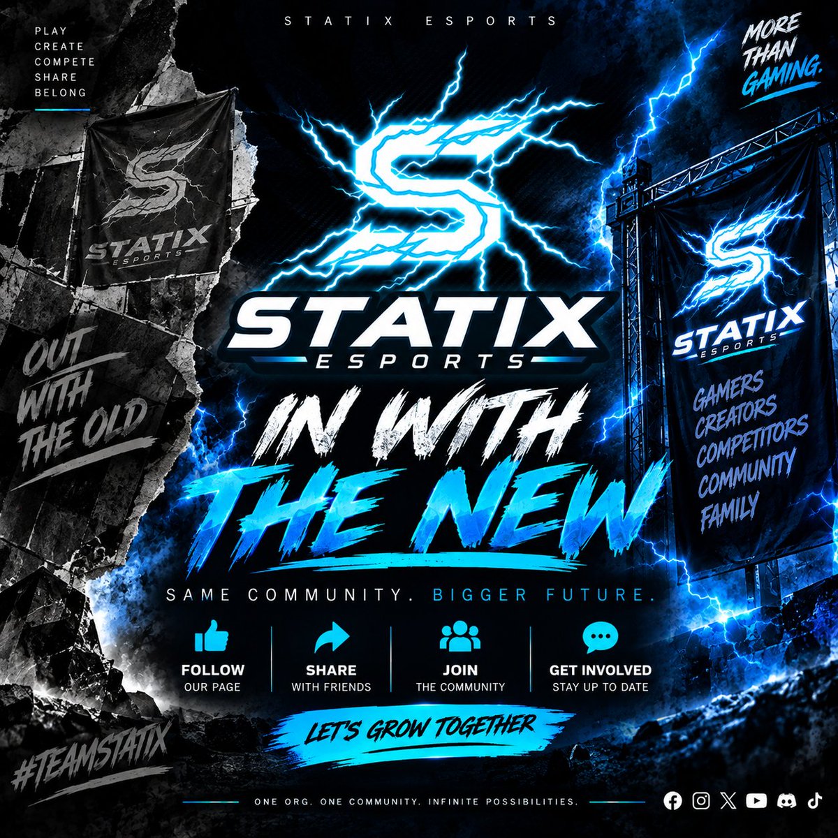 Statix_esports's tweet photo. ⚡ IN WITH THE NEW. OUT WITH THE OLD. ⚡

A new era of Statix Esports is here. 💙
We’re officially introducing our new Statix look as we continue building, growing, and pushing the organization forward. The old logo represented a chapter of our journey, but it’s time for something new.

🔥 New look.
⚡ New energy.
🎮 Same Statix community.
🏆 Bigger goals.

This isn’t just a logo change — it represents where we want Statix to go next. More teams. More competition. More content. More opportunities. 

And most importantly, a bigger and stronger community.Thank you to everyone who has been part of Statix so far. Now it’s time to see what we can build together.

OUT WITH THE OLD. 
IN WITH THE NEW.
MORE THAN GAMING.
💙 #TEAMSTATIX