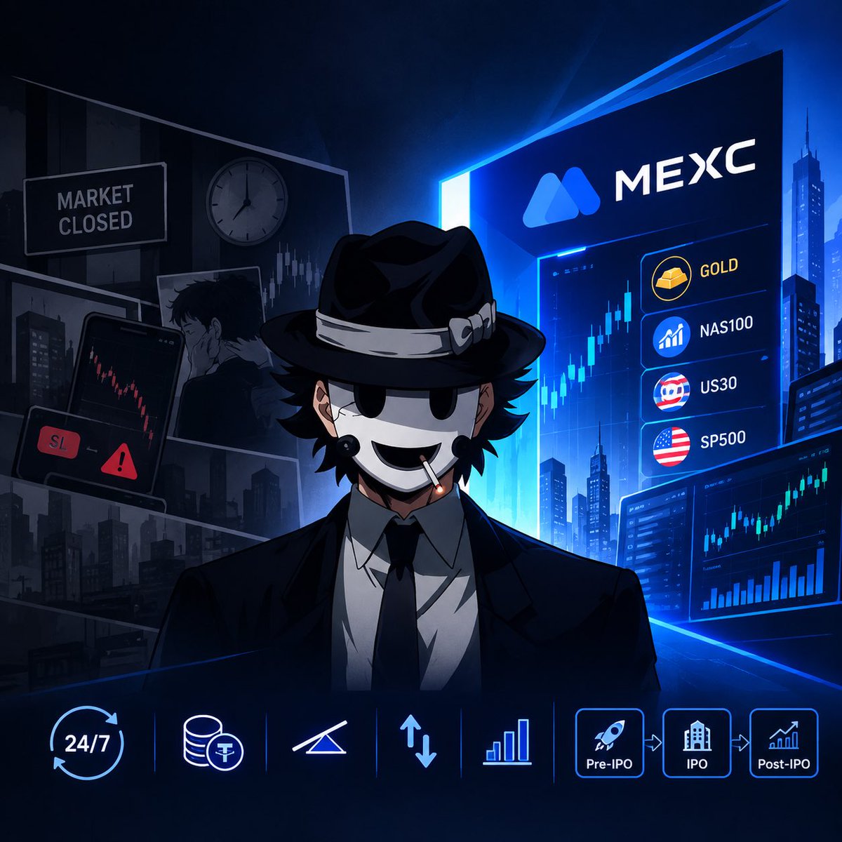 mxuweb3's tweet photo. Gm lads

just here to write that i shifted my forex trading from traditional platforms to @MEXC 🫡

why because i had one problem again and again.

market closes → position stays open → i can’t manage it properly 

then the market reopens, spreads can change, price can gap, and i’ve had SLs affected badly because of it

that’s when i understood the time wall.

with MEXC’s perpetual, i get a more crypto native way to trade gold and stocks:

→ 24/7 perpetual trading
→ USDT margin
→ flexible position sizing
→ long & short
→ adjustable leverage
→ futures volume visible on the chart

which mean no more stress of market closing time, no more fixed lot size issue, and a better UI/UX than most of the traditional platforms

also they have NAS100, US30 and SP500 etc futures, so you can trade the major U.S. indices which i personally trade daily

But MEXC goes beyond 

its also stock ecosystem covers:

pre-IPO → IPO → post-IPO

so you can access different stages of a company’s market journey through different products.

that’s what “without walls” means to me.

i’m not saying trading becomes risk free here

but having more freedom to manage my position, instead of waiting for the market to reopen, is a big win for me

cool part is now i can also take part in MEXC’s GOLD($XAUT) trading competition from Sep. 11–25 with an $80,000 prize pool which i am seated

this is why i’m enjoying this shift 😋

adding there detail article in the comment so you guys can get more info about this

MEXC — Trade Wall Street, Without Walls.
