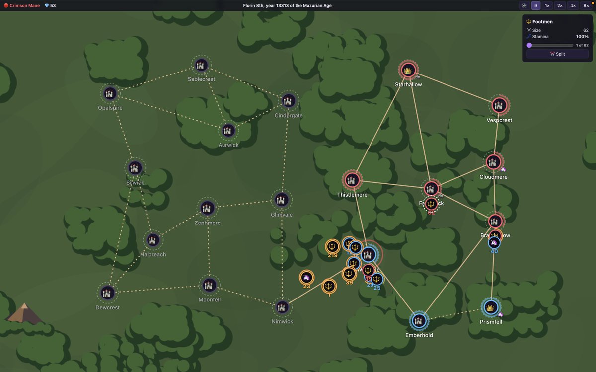 slashie_'s tweet photo. It's out now! Horns of Dominion is a streamlined grand strategy game of total conquest. Assemble armies of unicorn knights 🦄 and ride into your opponent cities. Full game packed in 13 kilobytes!  Check it out at https://t.co/dRlxX1sY6e @js13kGames #js13k https://t.co/QUQqCliNAO