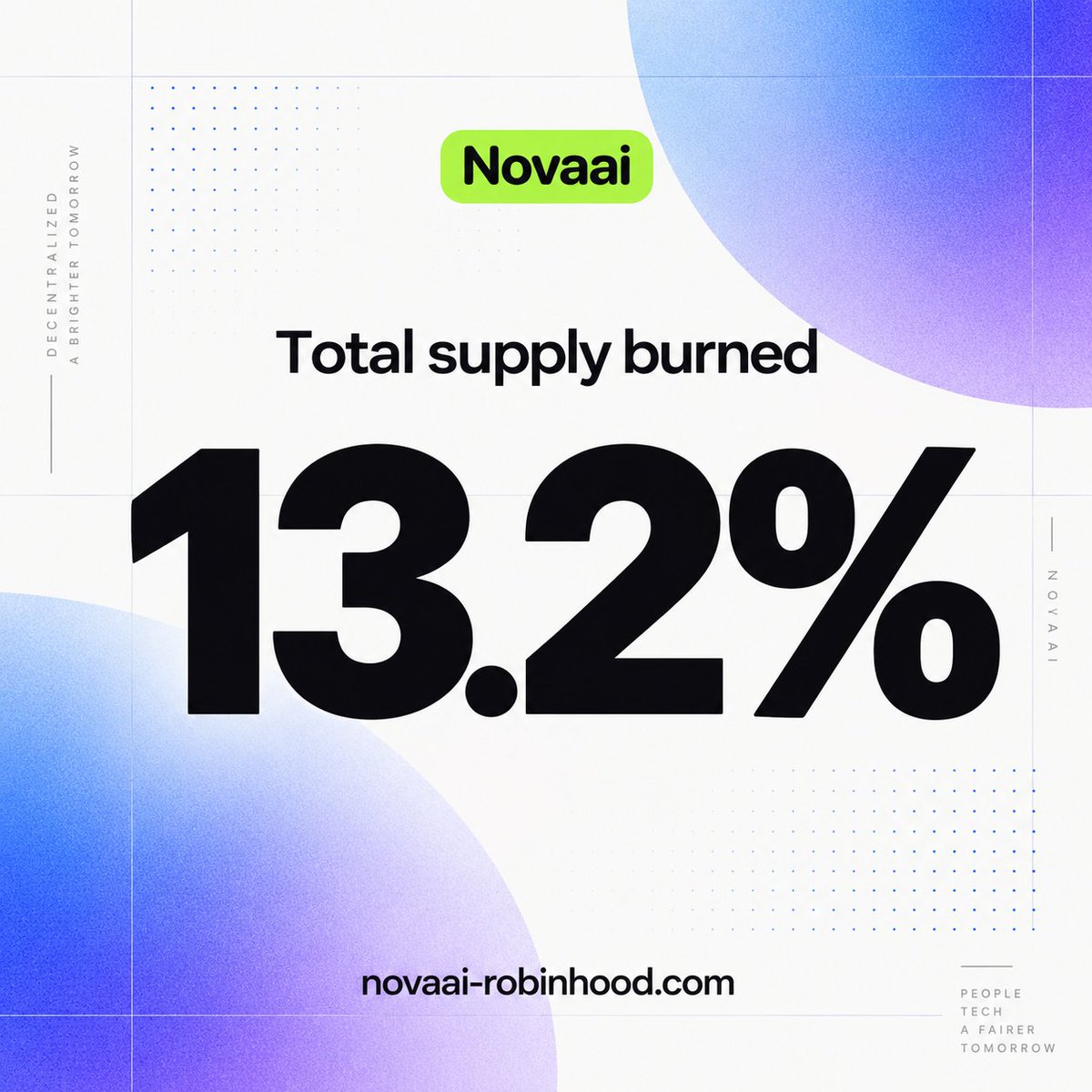 NOVAAI_77's tweet photo. The deflationary model is functioning as intended, and tokens accounting for 13.2% of the total supply have already been burned.. https://t.co/lkHR7SrBid