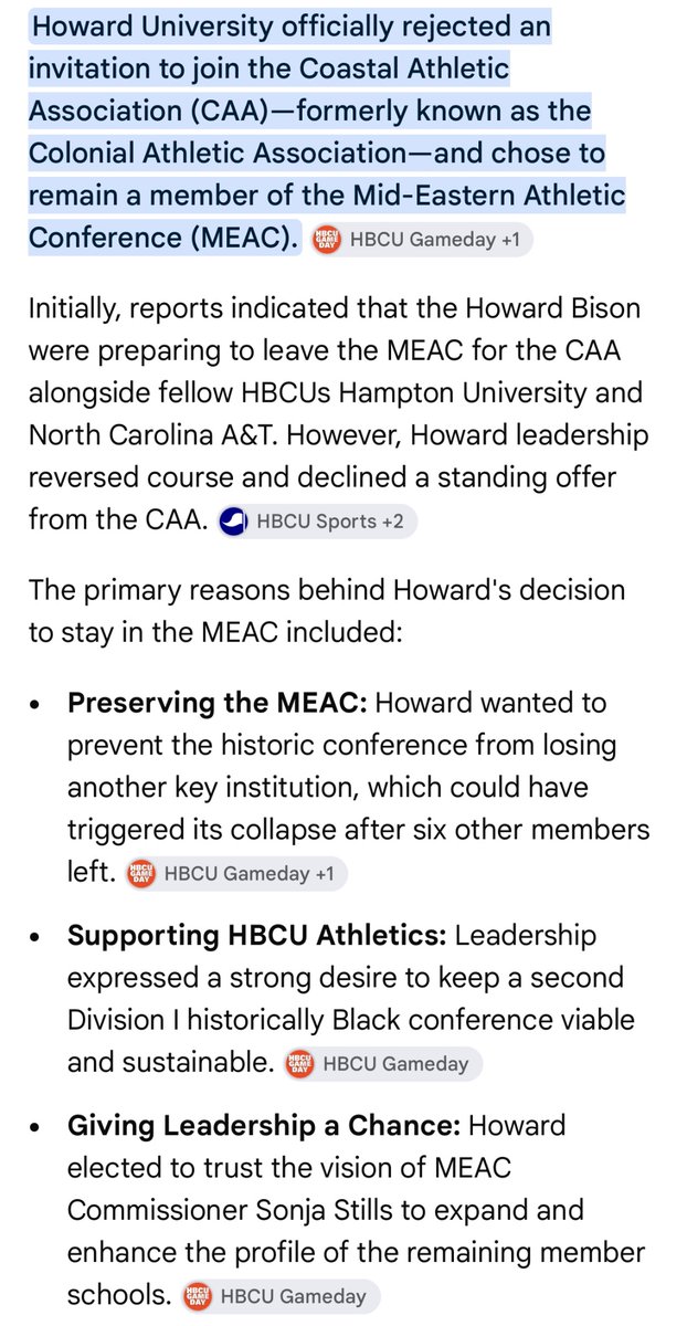 AllEyezOnMEAC's tweet photo. @SheLoves_Thee Is that what Howard did?
Or did many of us (including myself) individually talk with Pres. Frederick asking him NOT to choose to have Howard leave #TheMEAC?
We want The MEAC to be the best.
We understand that in order to be the best, we must beat the best, whomever they are. https://t.co/VZFYfBndT5