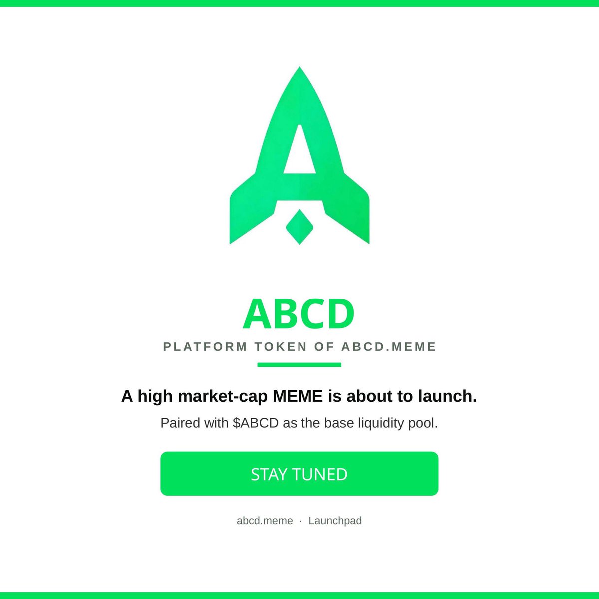 abcd_meme's tweet photo. Next high-cap MEME is coming.
Launched on https://t.co/EjrTWeOx4P. Paired with $ABCD
#ABCD #ABCDMEME #BNB https://t.co/HbE5ap0tcc