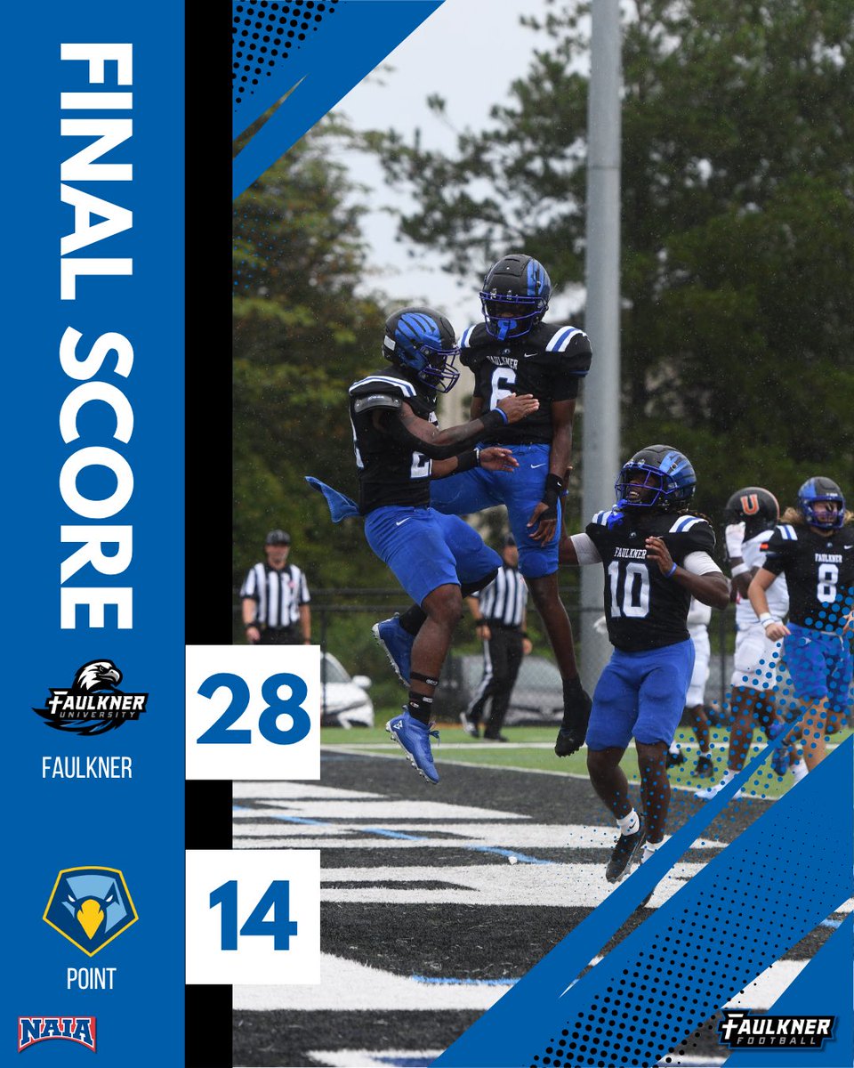 FaulknerATHL's tweet photo. THE BELT IS COMING BACK TO THE GUMP. 🦅

Faulkner goes on the road, takes down Point 28-14 and claims the Battle of I-85!

I-85 RUNS THROUGH MONTGOMERY. 🔵⚫️ https://t.co/5Tv0PUqFLN