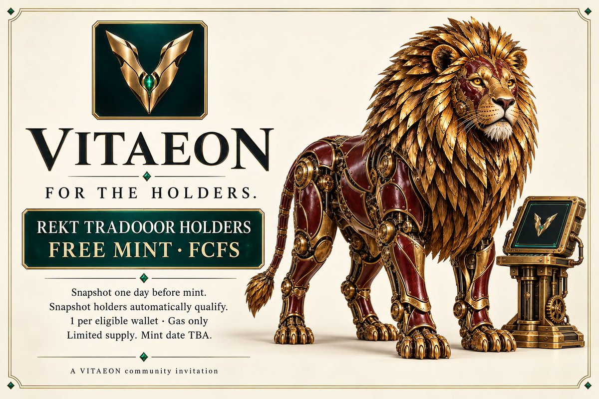VitaeonNFT's tweet photo. @rektguy From a record win to a final trade. What a run, #5614.

Rekt Tradooor NFT holders: we’re giving you FREE FCFS WL access to VITAEON.

Snapshot one day before mint. Captured wallets automatically qualify.

1/wallet · Gas only · Limited supply. Mint date TBA. https://t.co/IsOwmZVMh2