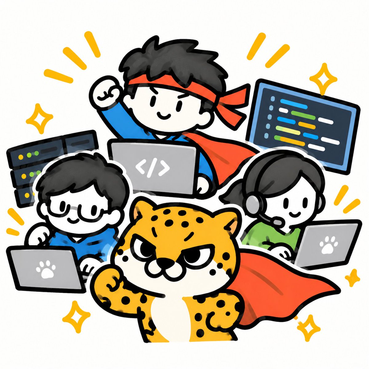 LogStare_info's tweet photo. 今日はプログラマーの日💻✨
コードを書く人も、それを支える人もみんなヒーロー😸
ボクもログを見守って応援してるよ！
#LogStare #ログ太 #プログラマーの日 https://t.co/O9lIQ1WYzh