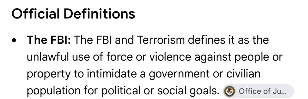 UH33502's tweet photo. @mytempacct4now @dino_rosati @HabCorpLinguist They are. Per this definition of FBI - every act of violence in Iraq, Syria, Libya and many other countries - either directly or through proxies - was terrorism, or more precisely - christian terrorism (per your logic of assigning religion to terrorism, though I don’t agree) https://t.co/CVHpYcNeMl