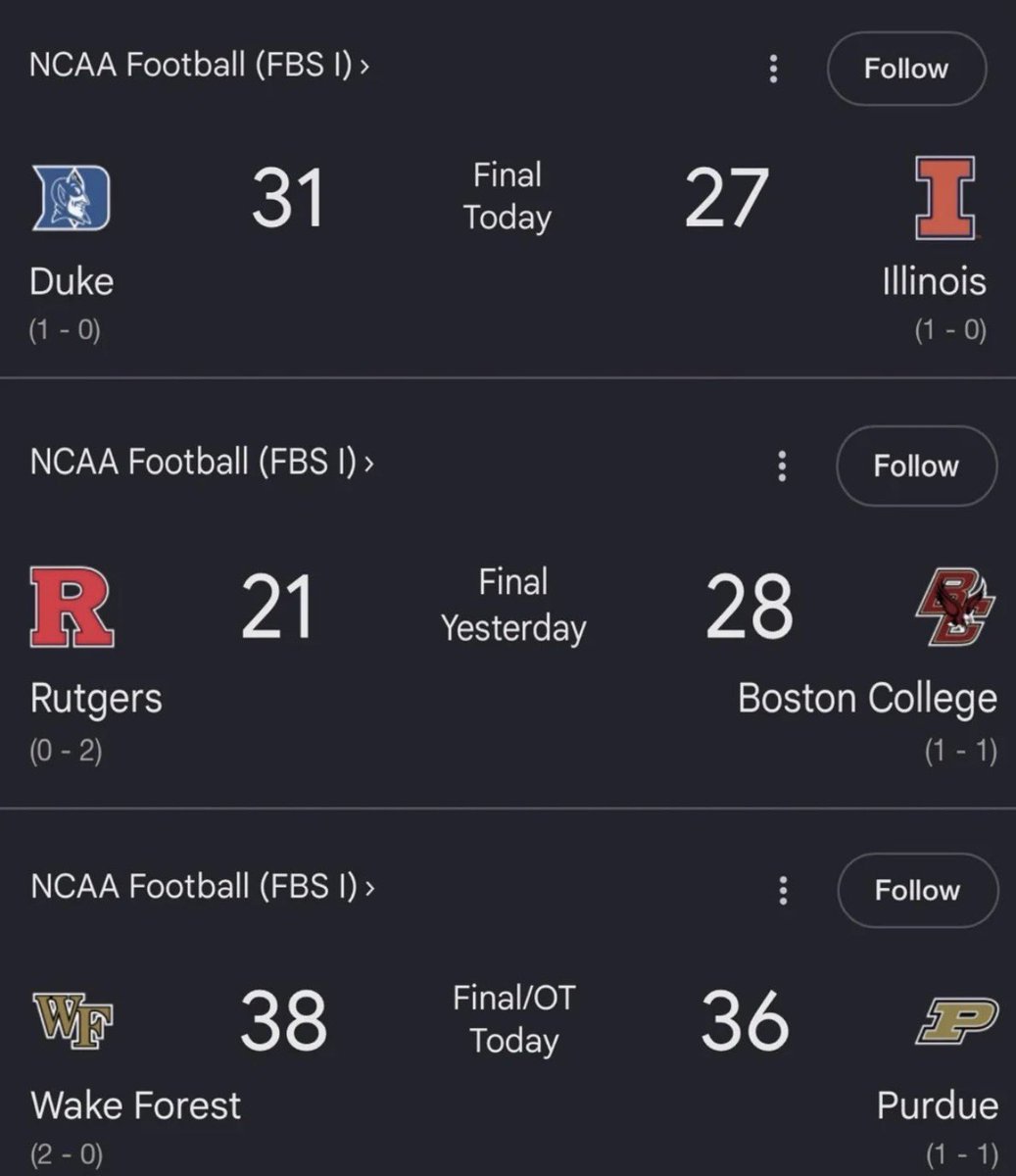 MiamiSportsHQ's tweet photo. The ACC went 3-0 against the Big Ten this week, yet people will try to convince you that the conference is a cakewalk with only one good team.

“The bottom of the B1G/SEC is better than the top of the ACC” https://t.co/xF8Jovyvzf
