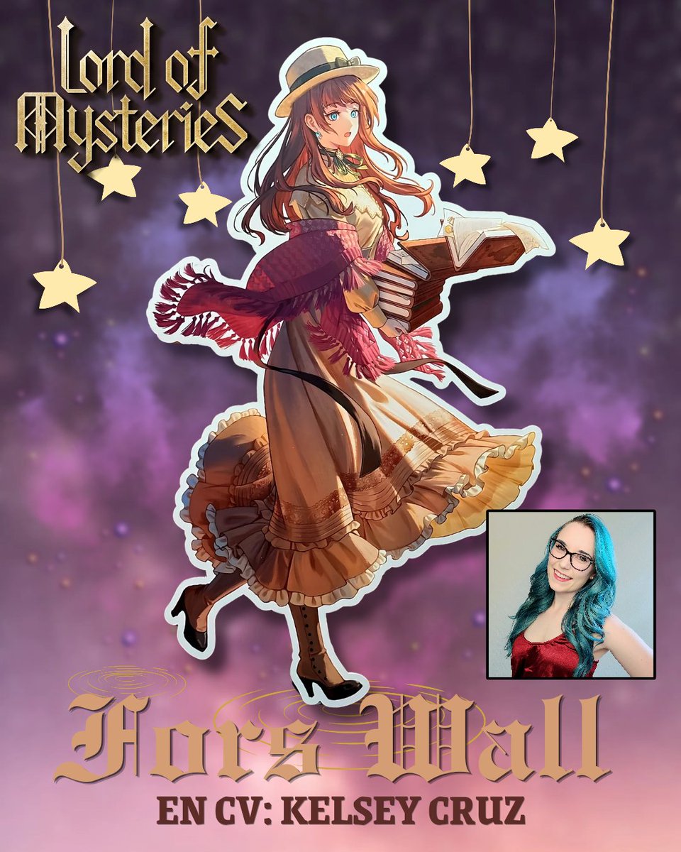 KelseyCruzVO's tweet photo. Praise our Salted Fish! 🐟✨️😭

It's an honor to announce I play Fors Wall in the Lord of the Mysteries dub specials 📚✒️📃
Thank you @RetroJono for the magic you've created w/ this lovely cast & crew.
Here's to our Tarot Club travels & adventures to come!

Praise The Fool🃏💛🖤