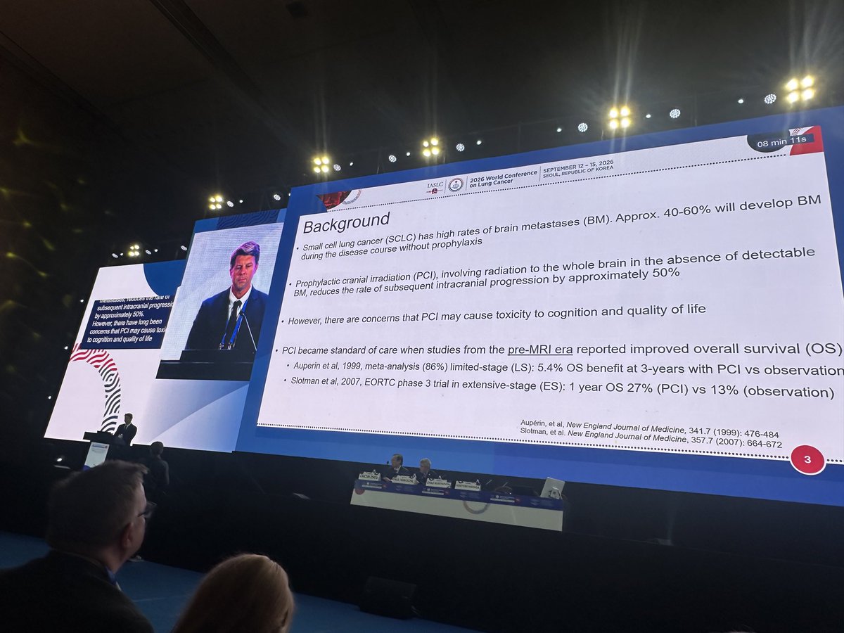 NaglaAKarimMD's tweet photo. Great Work! MRI Surveillance carried less risks of cognitive impairment without difference in OS in patients with SCLC! 
Congratulations! #S1827 @SWOG @IASLC #WCLC26 https://t.co/MWZjBZbOTC