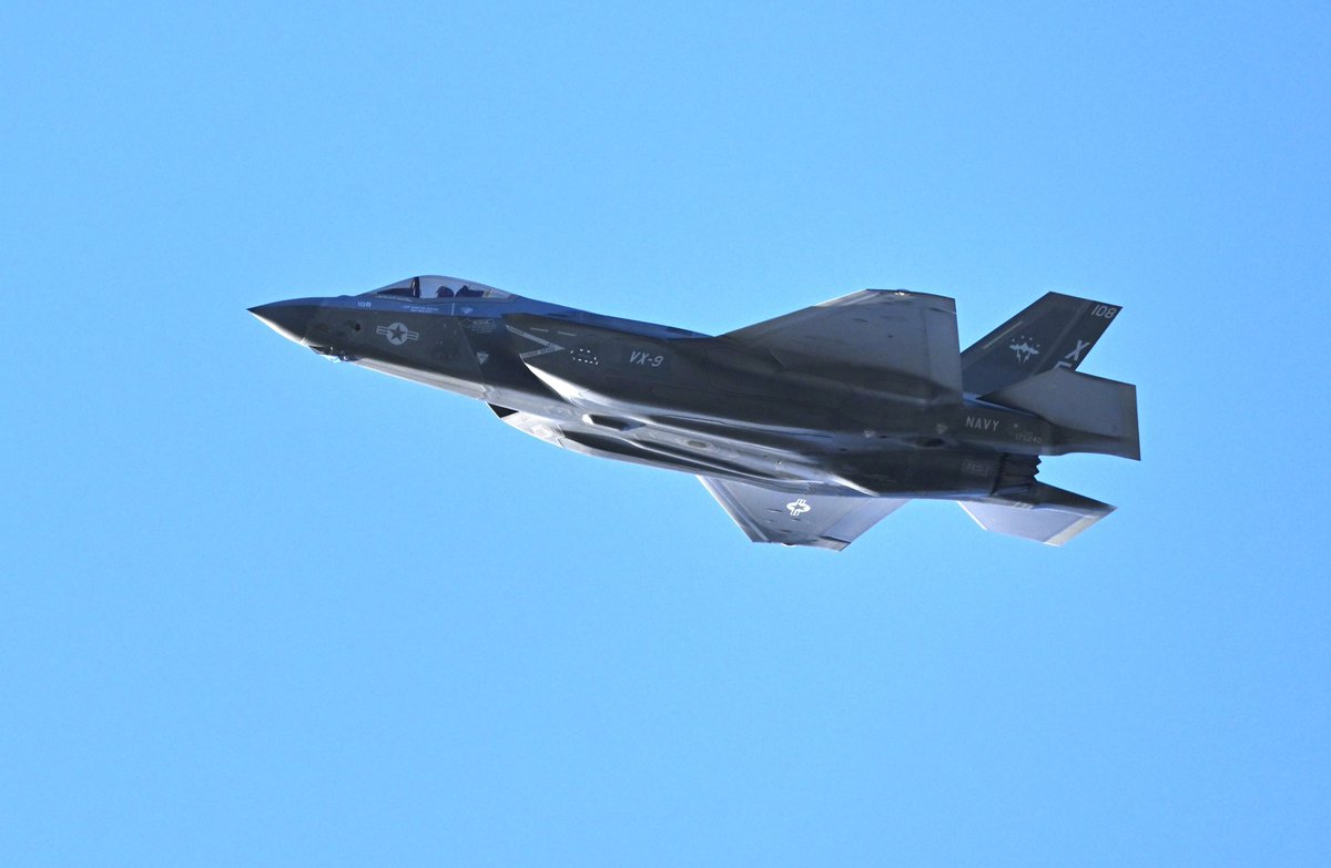 CCFOC1's tweet photo. First time for me seeing a Navy F35A at Pt Mugu on Wednesday. Unfortunately was losing the light when it came in https://t.co/fQllgTjOH6