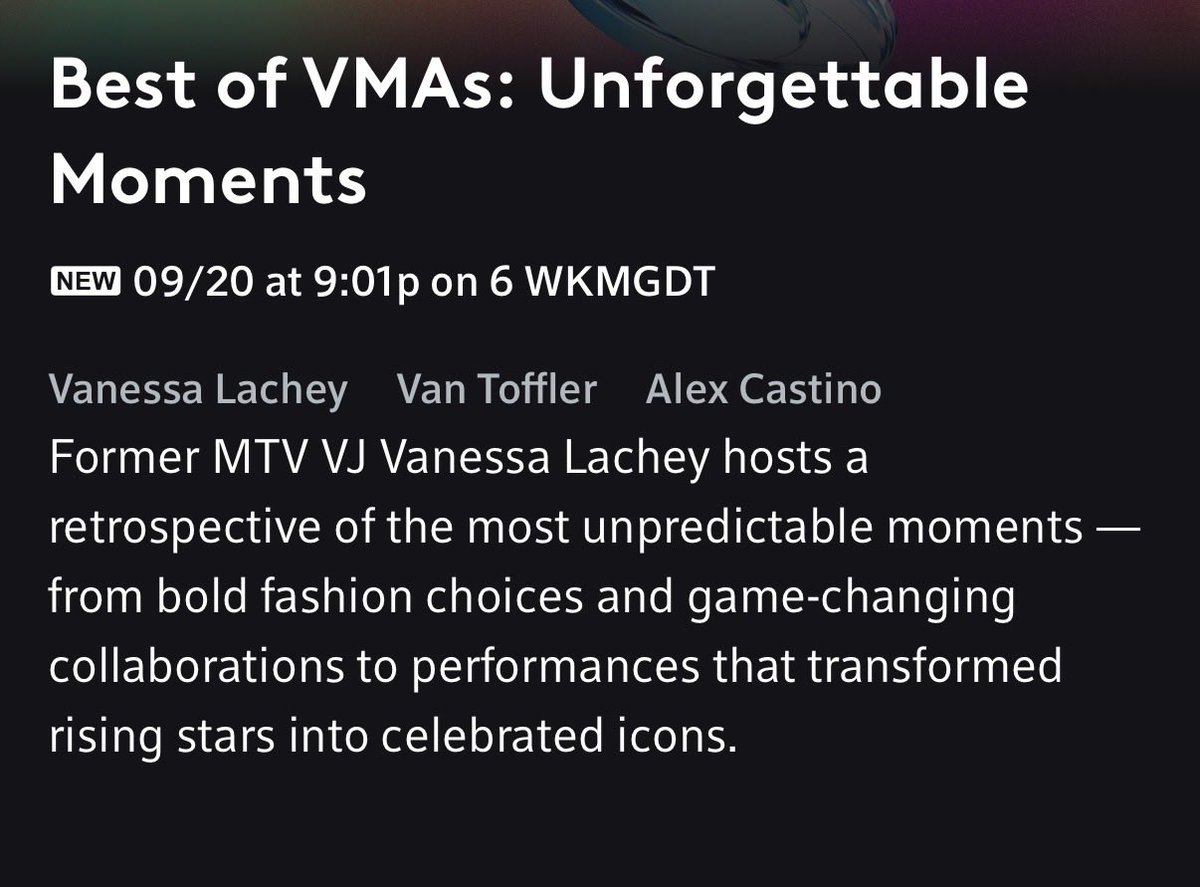 GHchick84's tweet photo. VMA specials on CBS. They better not forget our faves. 🤩 https://t.co/jKsfShVMFE