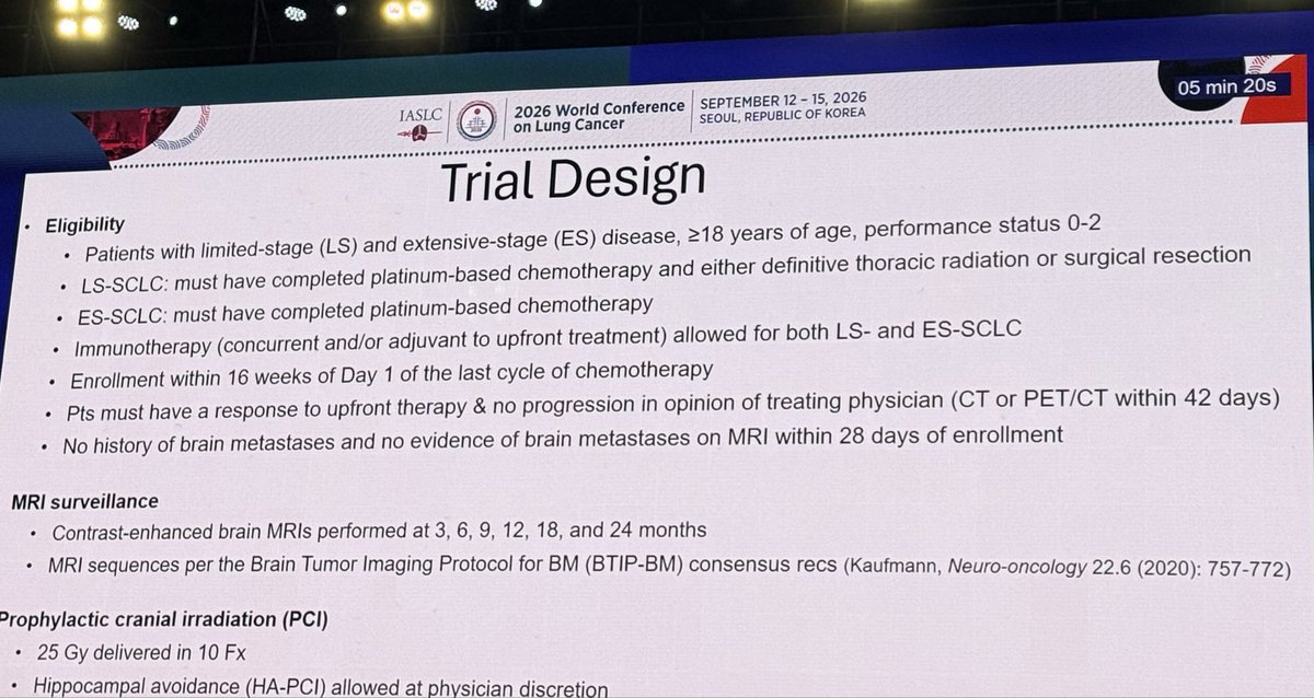 TommyJohn00's tweet photo. Practice changing #SWOG S18 MAVERICK trial by C Rusthoven. I think this should be seen as then end of using PCI in SCLC. Endpoints changed bc slow recruitment. Although more CNS mets pfs was the same. Less toxicity, which increases over time. Not a surprise, but well conducted. https://t.co/NigLq6LSO7