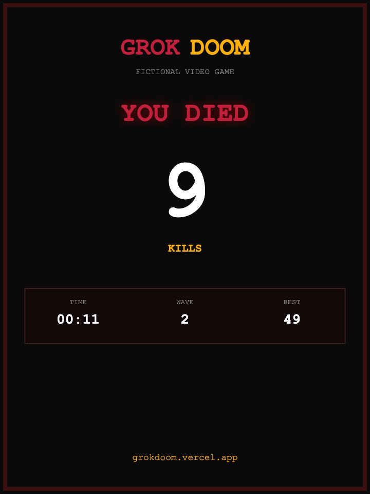 DrewMax's tweet photo. Test 2.

YOU DIED — 9 kills in GROK DOOM (fictional video game)
https://t.co/6zPvgmnjw6 https://t.co/ZEaGYuMzQH