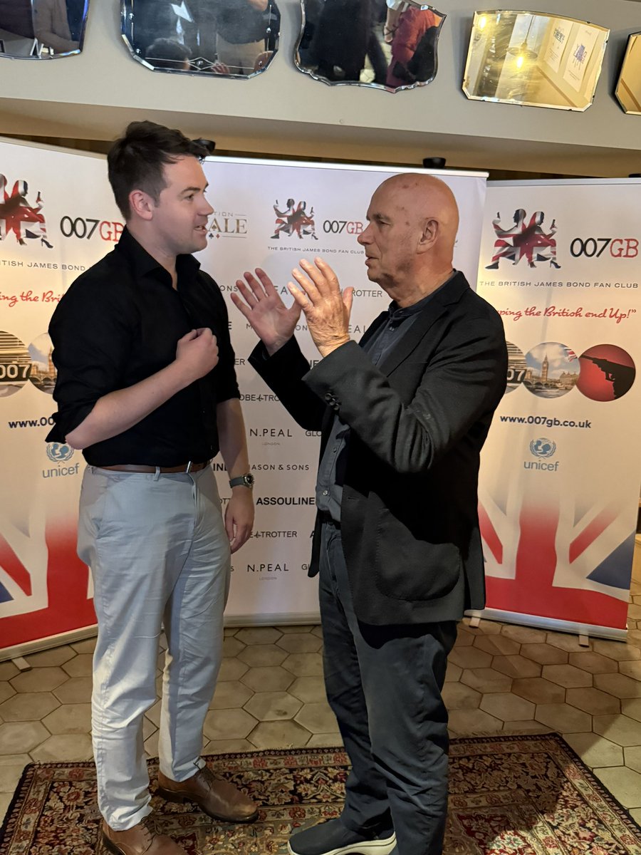 calvindyson's tweet photo. I met Martin Campbell (director of GoldenEye and Casino Royale) tonight and he recognised me from YouTube and quoted back to me things I’d said in videos and I fear I will never recover. He’s a class act and this conversation was something beyond my wildest dreams https://t.co/WBi4Vwh0ez