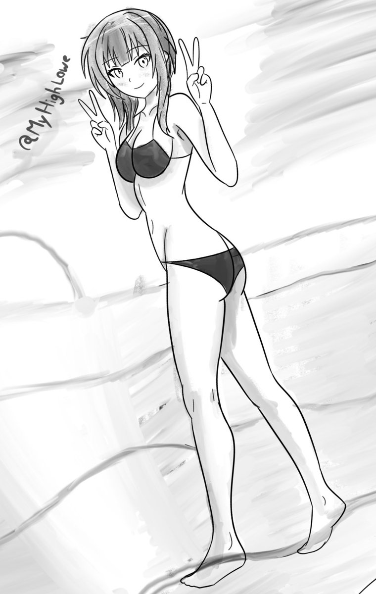 MyHighLowe's tweet photo. Sketch The ever beautiful  Megumin on a sunset beach walk 

Was doing some figure drawing practice when inspiration struck 

as summer comes to an end one last beautiful view 

(All Characters Portrayed 18+)

#fanart #digitalart #megumin #konosuba #swimsuit #bikini #r34 #sketch https://t.co/40rUXSmNjB