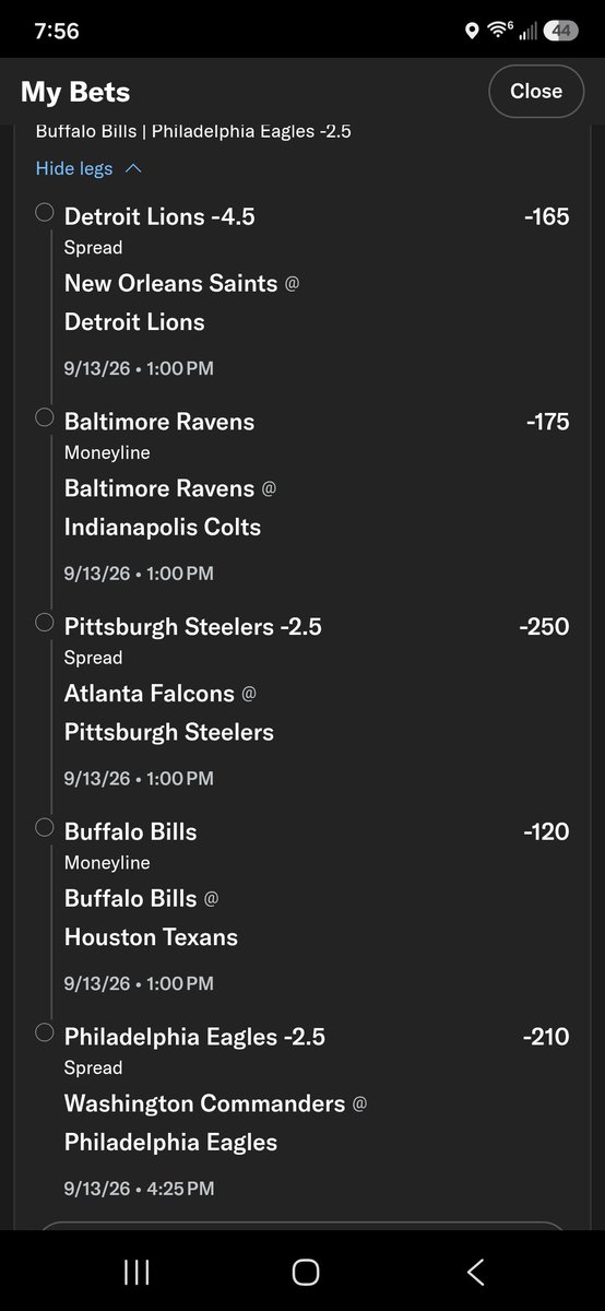 sm_goldbar's tweet photo. First bet of the 2026 NFL season. #NFL #betmgm #nflparley #parley #football #week1 https://t.co/xwJCSep04Z
