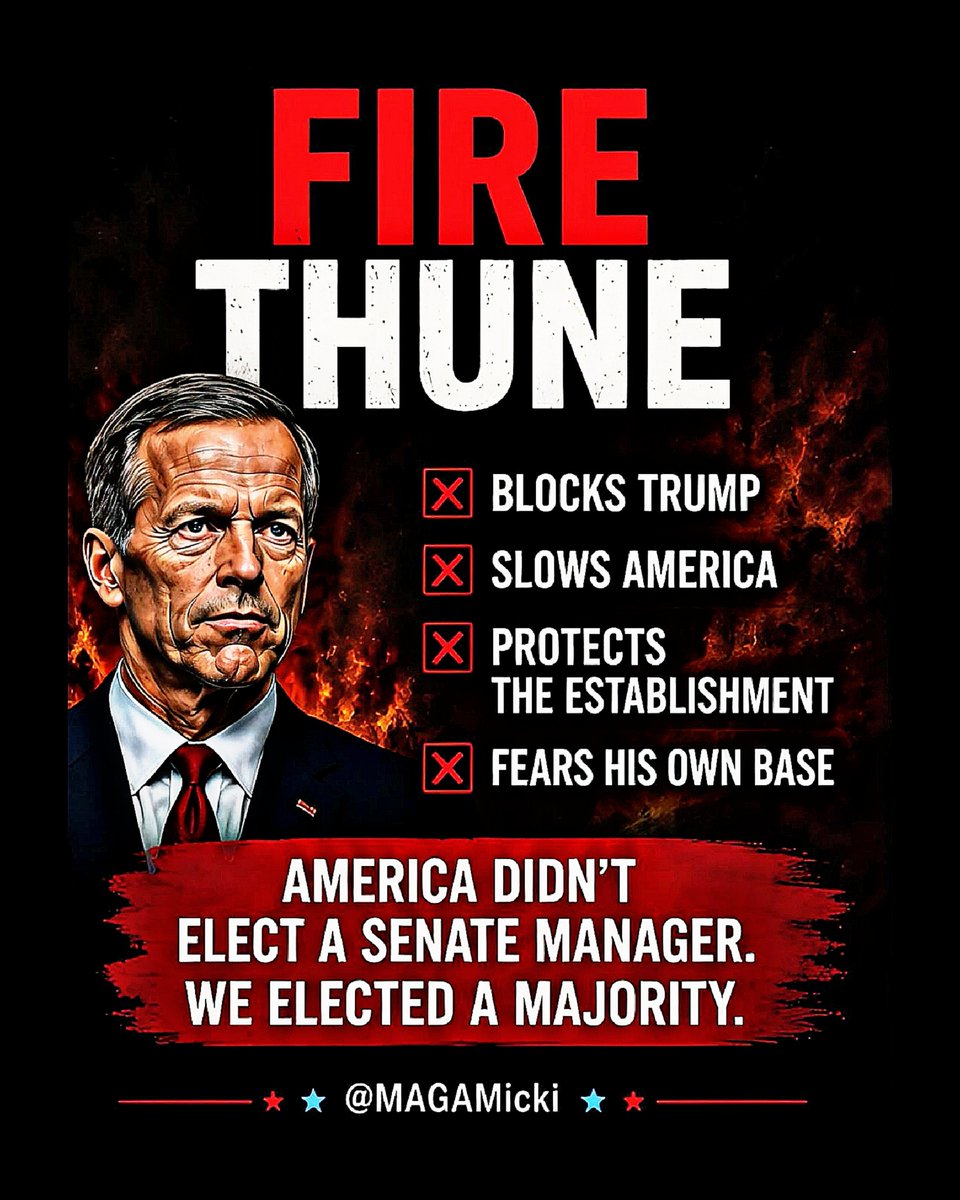MickioffScript's tweet photo. SAVE America.

Fire John Thune. https://t.co/3WuXR1LkkG
