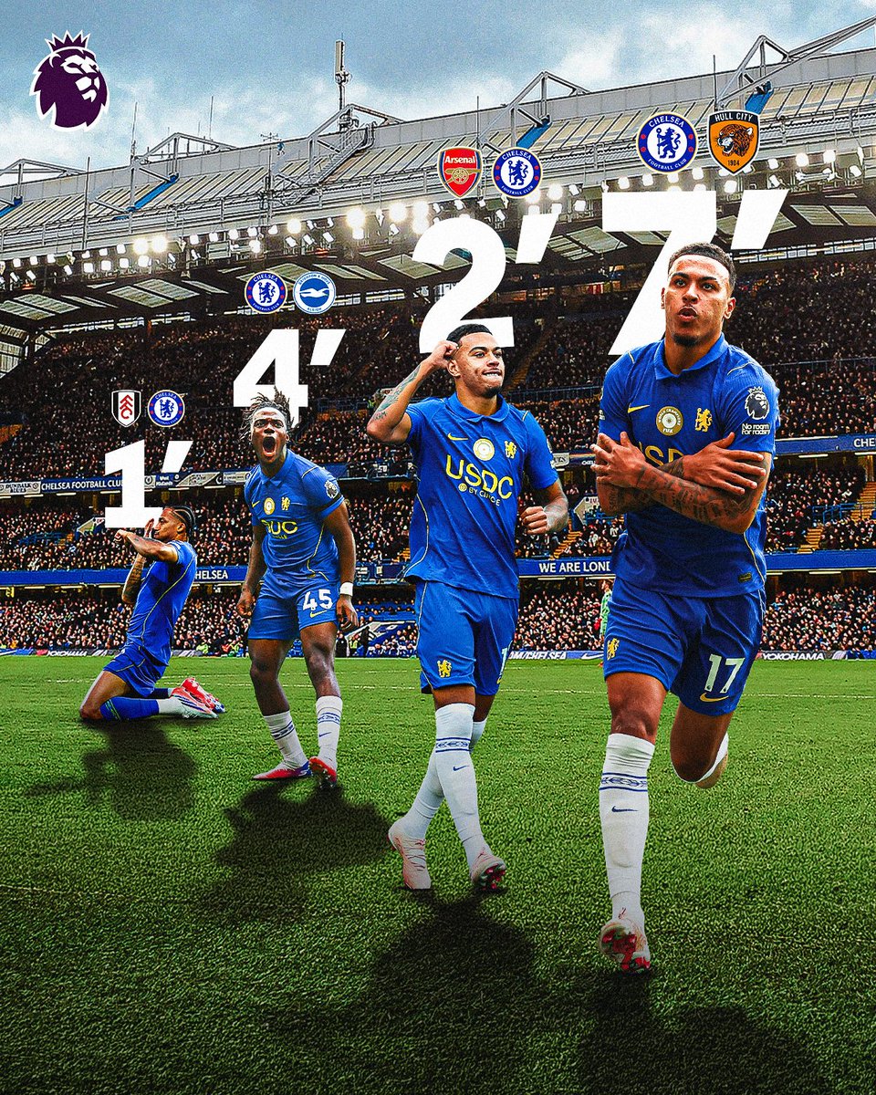 premierleague's tweet photo. 💨 @ChelseaFC have started quickly in all four matches so far this season! https://t.co/CpRElZ7Fsz