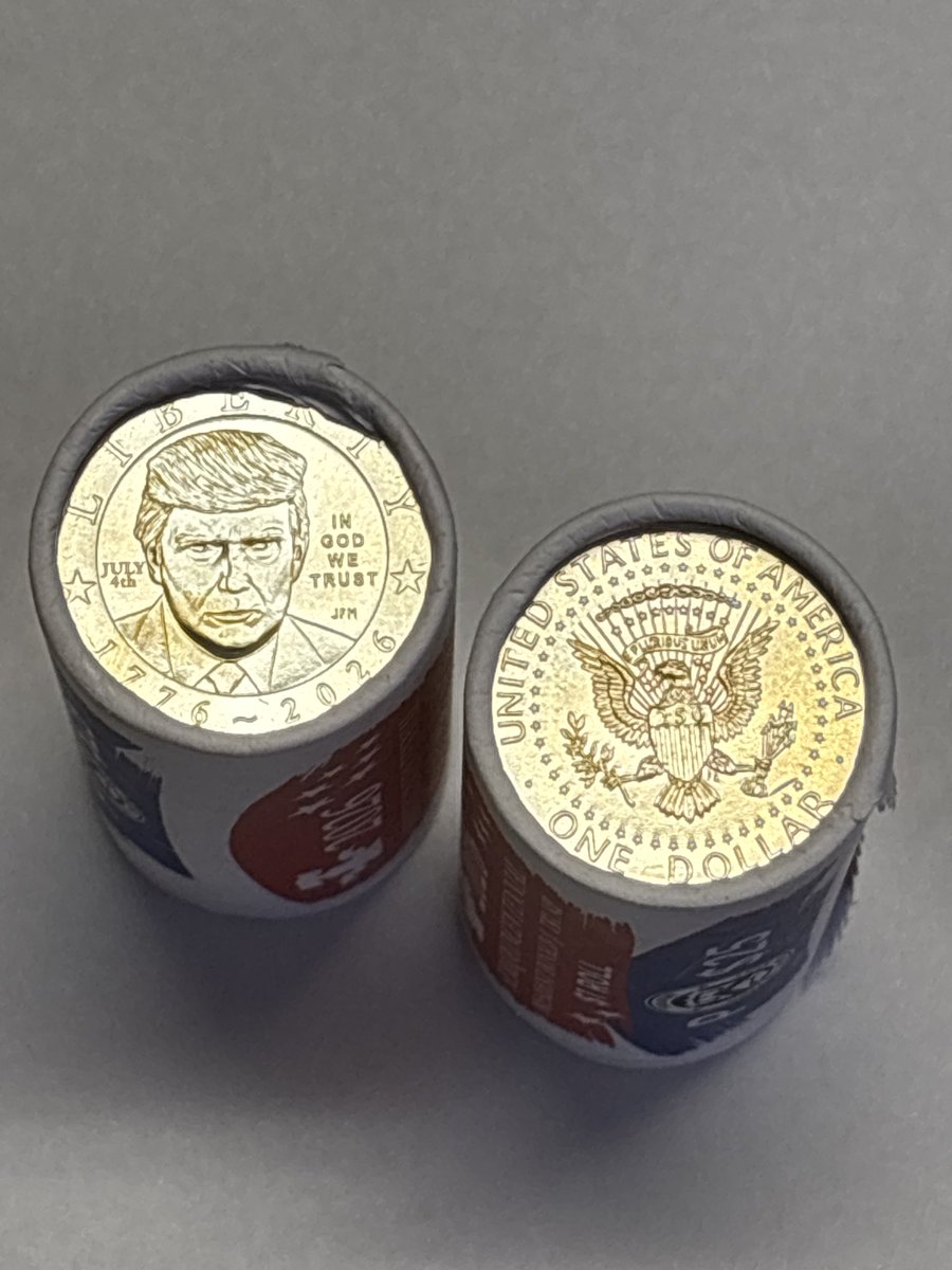 Ten35Tweeter's tweet photo. @alx Mine arrived in the mail today, too, AND the first coin in the  roll on the left has the kinda-rare “July 4th” mark indicating that it was struck/produced ON the 4th of July.  🇺🇸🫡 https://t.co/1YDnM2P2jO