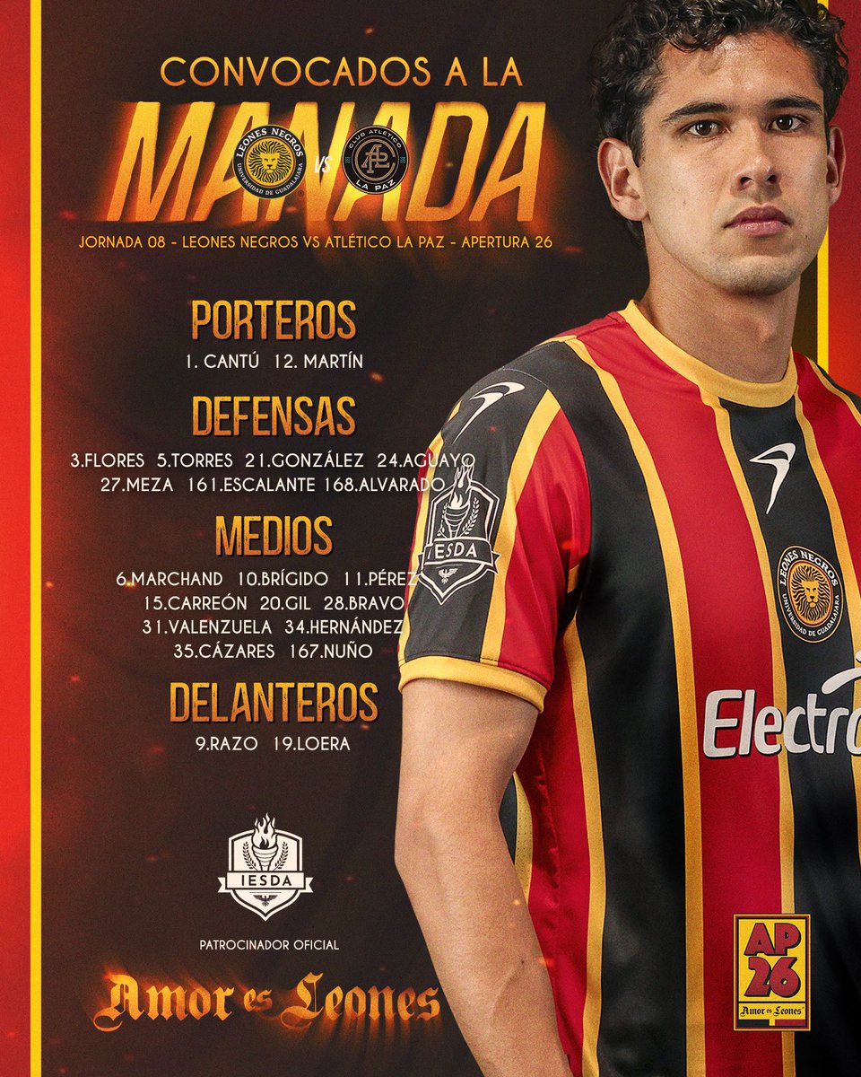 LeonesNegrosCF's tweet photo. Estos son los elegidos 📜 para representar a toda La Manada en este #DomingoDeLeones. 🏟️
¡CON MUCHO ORGULL🦁!
#GarraParaCrecer 🐦⬛ 📖 #IESDA https://t.co/FAphxBYyH2