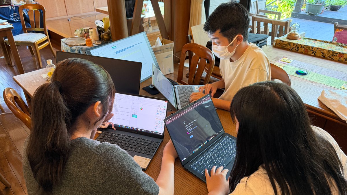 shintajiri's tweet photo. 神田外語大学×北陸大学 合同データ分析合宿

北陸大学データドリブンLabのお招きで、神田外語大学データAIラボ（DAIL）の学生4名と能登島に来ています。

両大学の学生11名が、大学も学年も性別も超えた混成チームで、能登復興をキーワードにオープンデータの分析を進めます。石川県庁と企業のデータアナリストも特別講師として駆けつけてくださいました。

これから徹夜明けの学生達によるプレゼンです！
学生にとって良い学びの時間、そして夏休み最後の思い出になれば嬉しいです。

いろいろアレンジしていただいた北陸大学の方々に大感謝です！