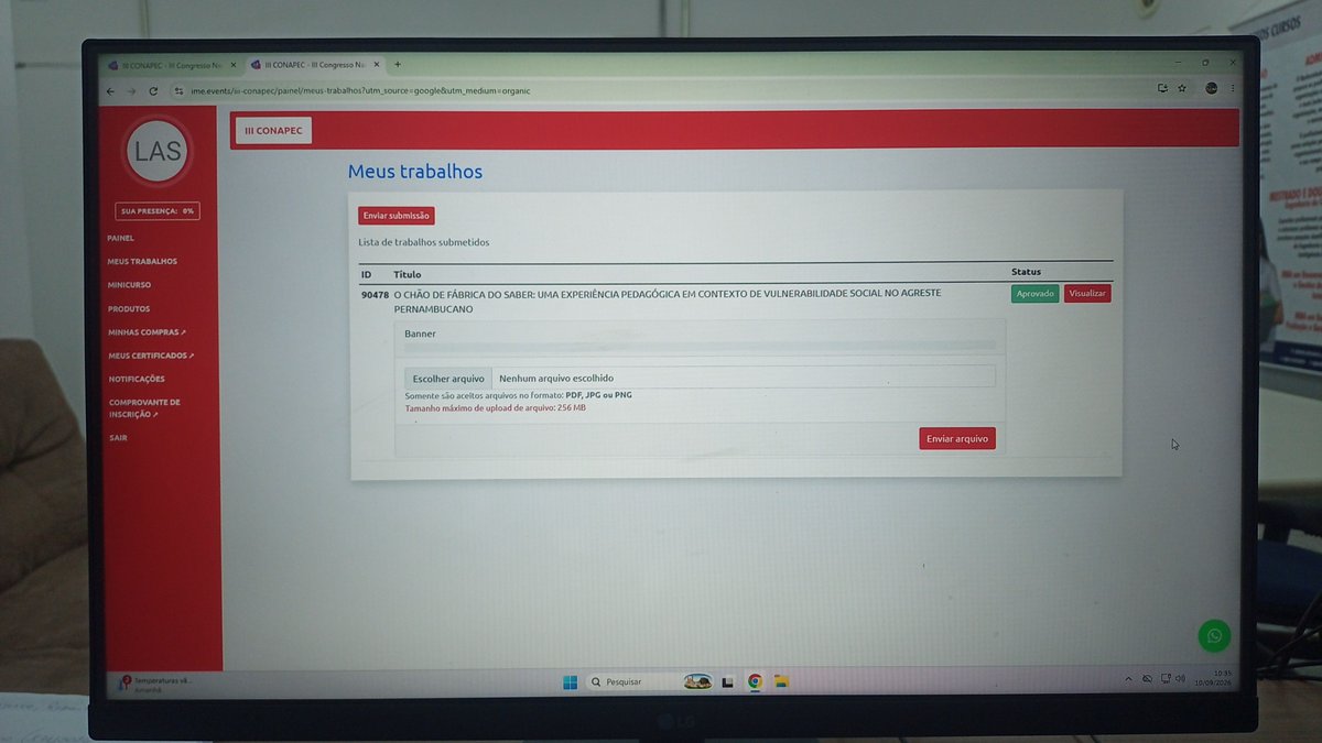 LenildoContabil's tweet photo. III CONAPEC - aprovado

O CHÃO DE FÁBRICA DO SABER:  UMA EXPERIÊNCIA PEDAGÓGICA EM CONTEXTO DE VULNERABILIDADE SOCIAL NO AGRESTE PERNAMBUCANO https://t.co/kWmF9rG3o9