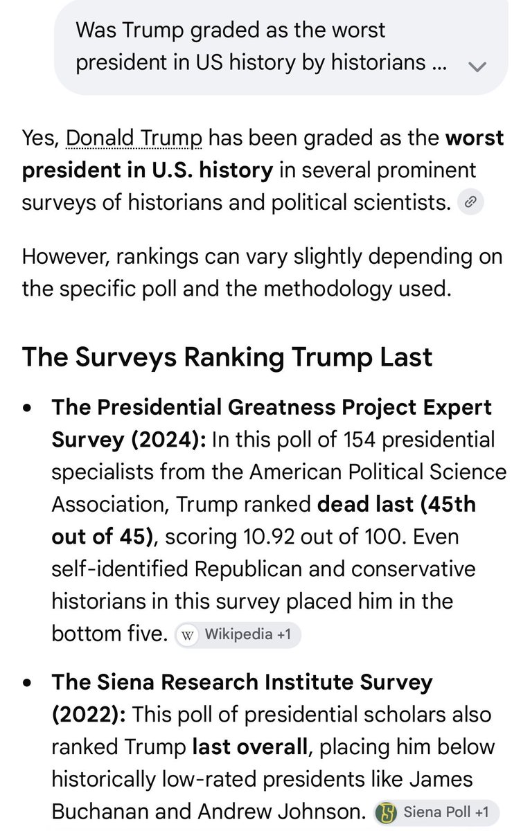 NotMyRussPuppet's tweet photo. @Ausbobsmit @__aperture_x_ …if you’re a pedophile or a convicted criminal who was pardoned. Aside from that, as headed by historical &amp; political scholars, Trump is by far the worst President in US history. https://t.co/pVSkzw7XTE