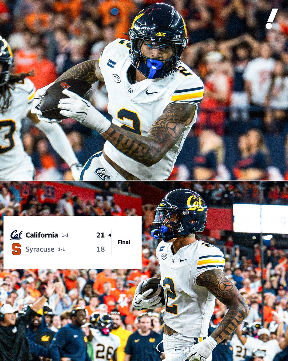 YahooSports's tweet photo. Cal's DB Kingston Lopa was a complete BALLHAWK vs. Syracuse 😳

🐻 5 Tackles
🐻 3 INTs
🐻 3 PBUs
🐻 1 TD

He secured the game-sealing pick in the Bears' 21-18 win 👏 https://t.co/mZDbAyLH2G