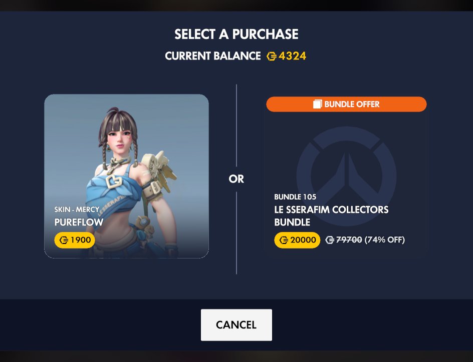 eurydibee's tweet photo. No Blizzard, I do not want the $200 bundle instead of the single $19 skin. https://t.co/IHLv20LAdF