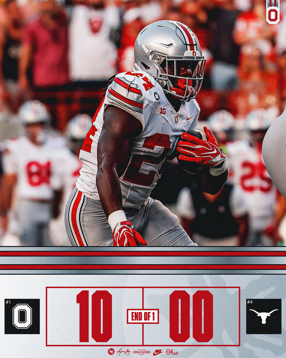 OhioStateFB's tweet photo. 1️⃣ down in Austin.

#GoBucks https://t.co/XwUc0s3wfk