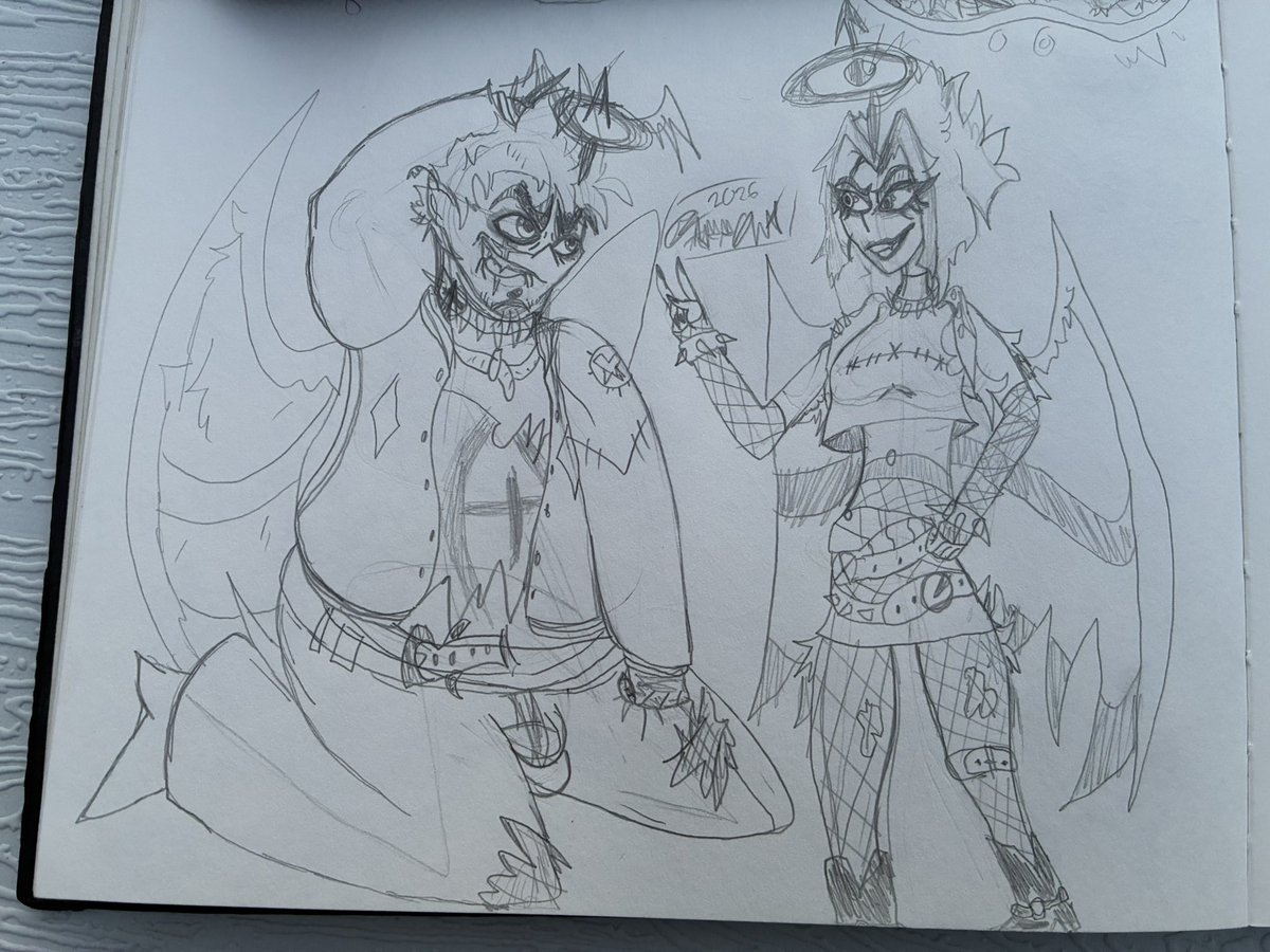 ArrowWolf666's tweet photo. [ #Hazbinhotel #Adam #Lute #Guitarspear #Guardrock #Art ]

DREW THE NEW OUTFITS. Also now I know what I’m forcing my sister to buy me for Christmas >:)

Not digitalizing or coloring this shit because that’s hard as fuck and I’m lazy, clothes are a BITCH to draw. https://t.co/1DVq7508h2