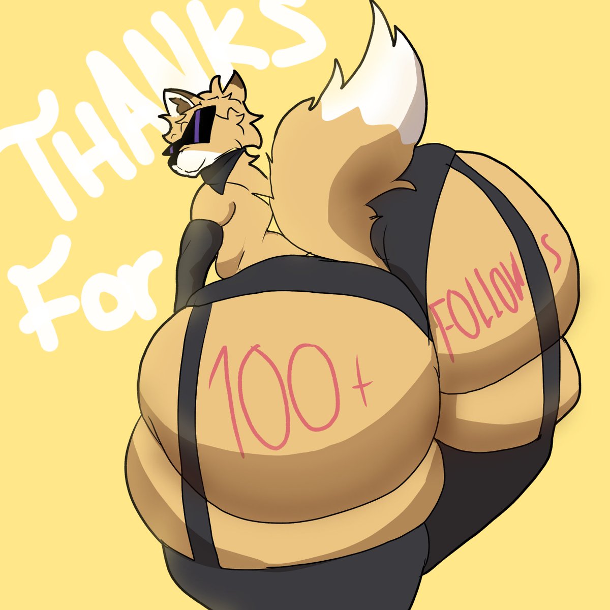 Colliwu8p's tweet photo. THANK YOU SO MUCH FOR 100+ FOLLOWERS!!! this is my first step into getting a thousand! I couldn't have done it without you guys! So I'd thought I'd bring the fox back to show his booty! He seems in a good mood! >:3 https://t.co/65srSVcCHN