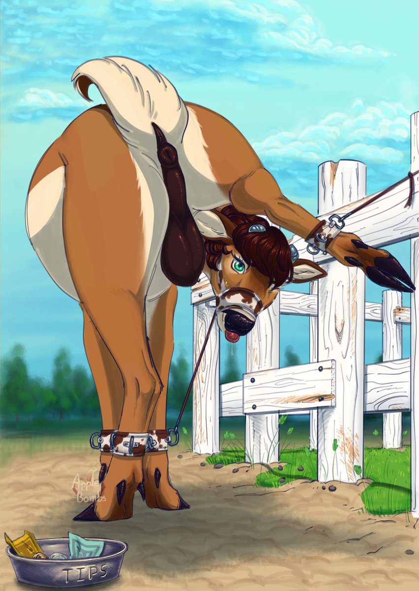 Applebombs's tweet photo. Rudolf usually only tends to the other workers at Brooksire farms but a last minute call out once again left them with no choice but to find someone else to fill the slot.

#nsfw #furry #feral #cumflation https://t.co/OLFLdRDQW4