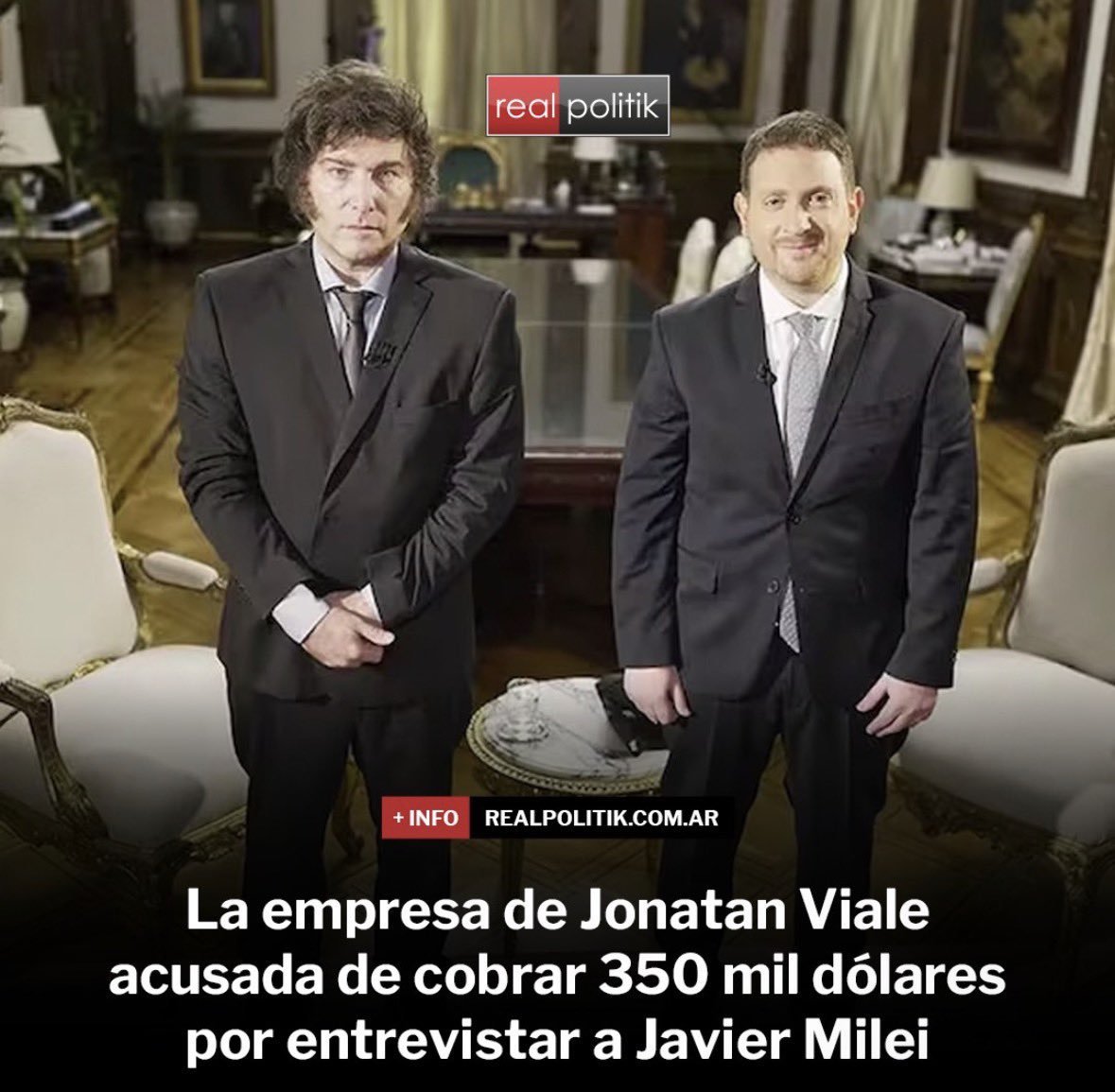 MConurbasic's tweet photo. 350.000 DÓLARES a Joni Viale por entrevistar al ESTÚPIDO pagados CON LA NUESTRA no es corrupción.

Es plata bien gastada porque los jubilados o los nenes pobres del Chaco no la necesitan. https://t.co/1SkvKJl87N