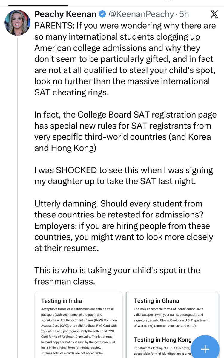 RichardHanania's tweet photo. “Unqualified foreigners are getting into college over our more qualified white children.

Also, my daughter shouldn’t study math.” https://t.co/Ub6ZByWLi1