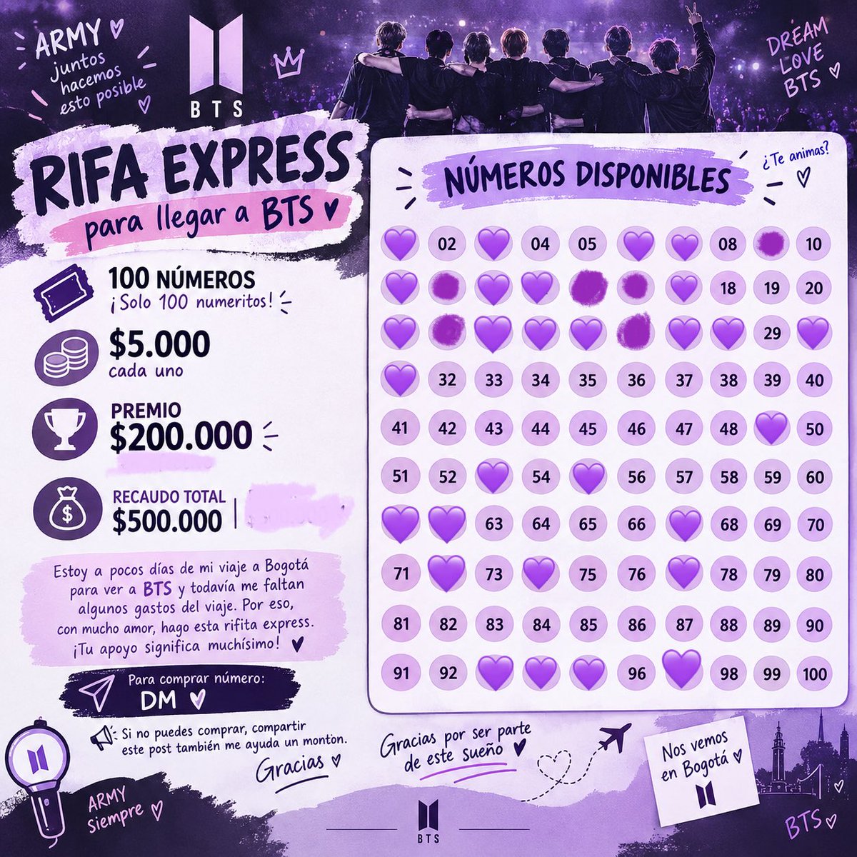 ktaeuri's tweet photo. Ultima actualización de la noche 🚨 

65 números disponibles aún, escribeme al dm y aparta tus números 🤭💜

Gracias a todos por sus rts, colaboraciones y palabras de apoyo 🫶🏾 https://t.co/YUwa7wiuSL