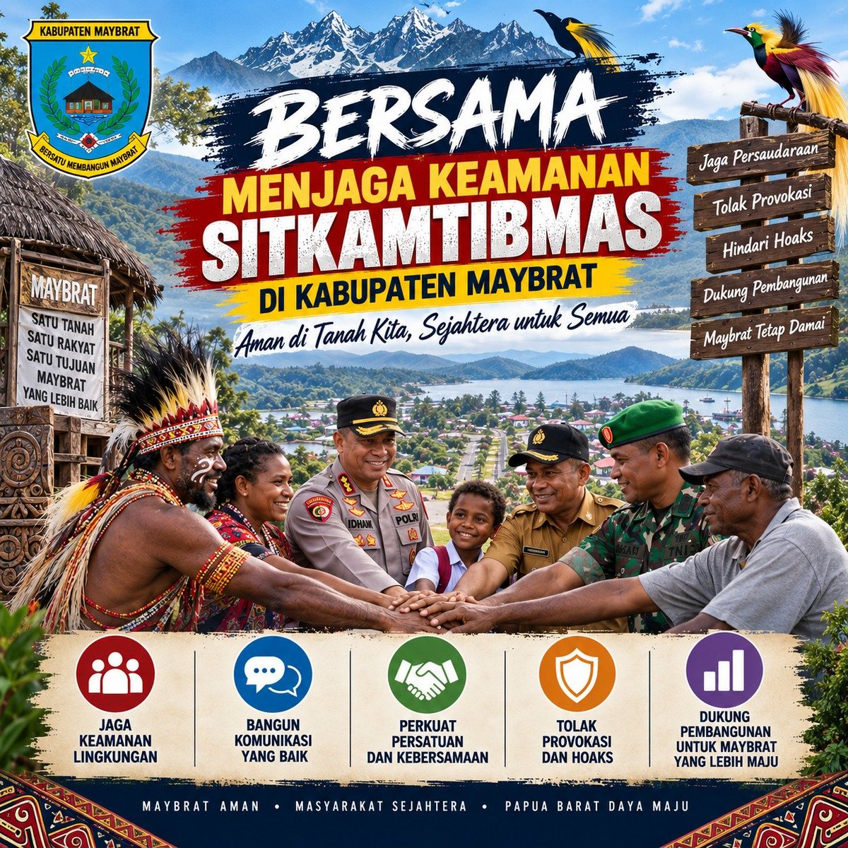 BsatrioM32's tweet photo. Jangan percaya HOAX dan isu-isu provokasi, percayakan semua prosesnya kepada pihak pemerintah dan keamanan.

#papua #sitkamtibmas #tolakprovokasi #maybratdamai https://t.co/WrRIZHPAu8