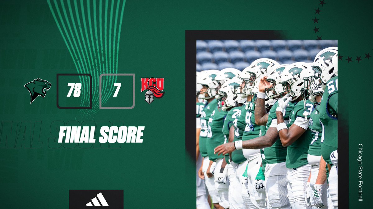 ChiStateCougars's tweet photo. 78-7. HISTORY MADE.

The Chicago State Cougars have officially secured the FIRST FOOTBALL WIN IN PROGRAM HISTORY. 🐾

This is only the beginning.

#ChiStateFootball #ChiStateAthletics #GoCougars https://t.co/r8a8p7asT9